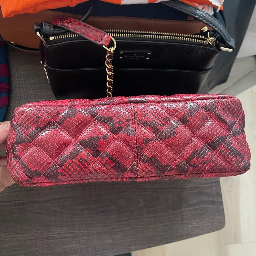 Red and black python leather Micheal Kors bag/ gold hardware. Condition good. - Picture 6 of 11